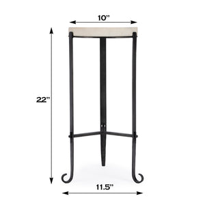 Butler Specialty Freya Elegant Marble Top Accent Table With Black Iron Frame, Perfect For Any Stylish Living Space Black And White Iron,Marble 5690389-butler