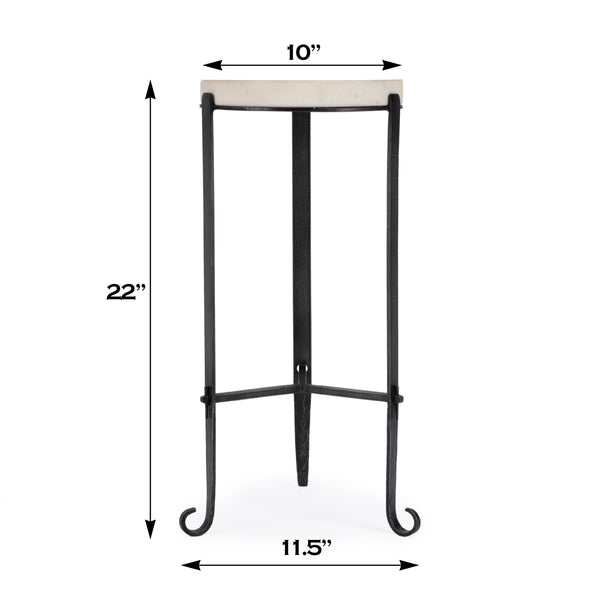 Butler Specialty Freya Elegant Marble Top Accent Table With Black Iron Frame, Perfect For Any Stylish Living Space Black And White Iron,Marble 5690389-butler