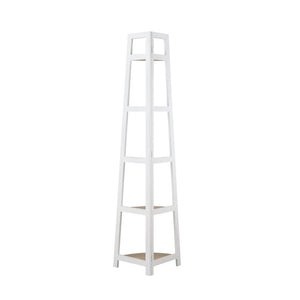 HomeRoots 67" White Wood Corner Bookcase - Elegant Five-Tier Display for Organized Storage and Stylish Decor 569061