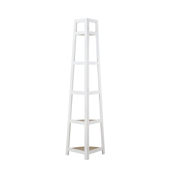 HomeRoots 67" White Wood Corner Bookcase - Elegant Five-Tier Display for Organized Storage and Stylish Decor 569061