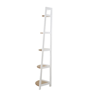 HomeRoots 67" White Wood Corner Bookcase - Elegant Five-Tier Display for Organized Storage and Stylish Decor 569061