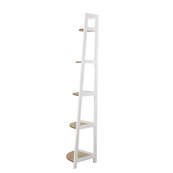HomeRoots 67" White Wood Corner Bookcase - Elegant Five-Tier Display for Organized Storage and Stylish Decor 569061