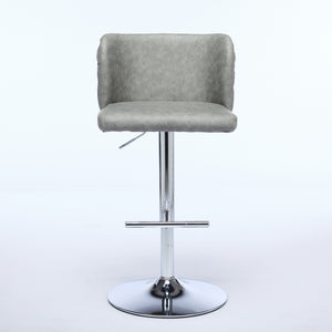 English Elm A&A Modern Swivel Barstools Set Of 2, Adjustable Height With Chrome Base, Ergonomic Gray Pu Leather W1143P193493