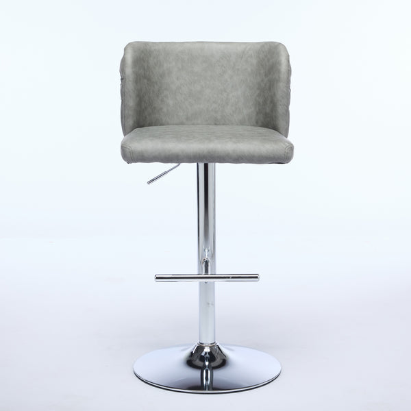 English Elm A&A Modern Swivel Barstools Set Of 2, Adjustable Height With Chrome Base, Ergonomic Gray Pu Leather W1143P193493
