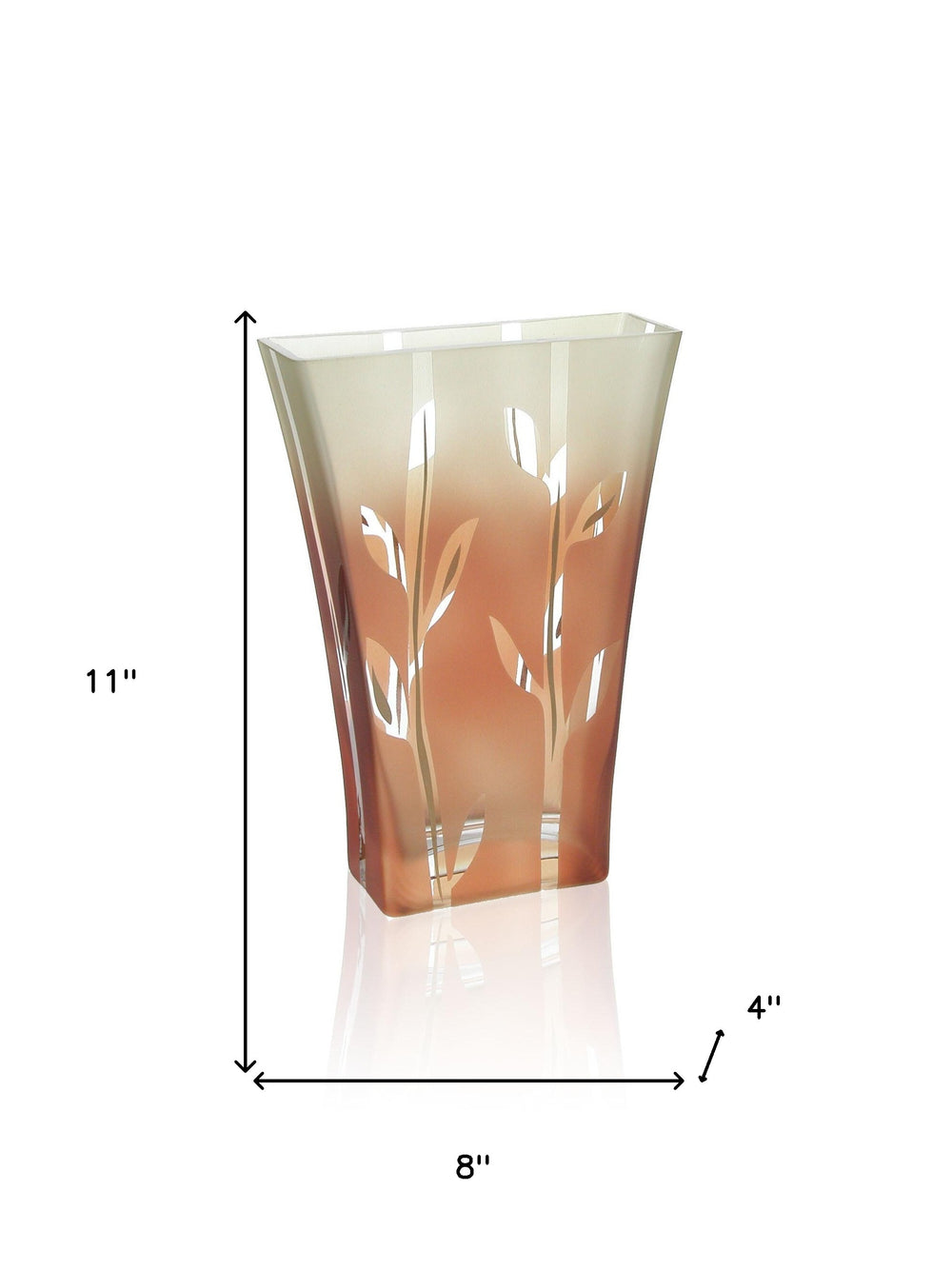 Homeroots 11" Brown Leaf Hand-painted Lead-free Crystal Table Vase For Elegant Home Decor & Floral Displays  Lead Free Crystal 569078