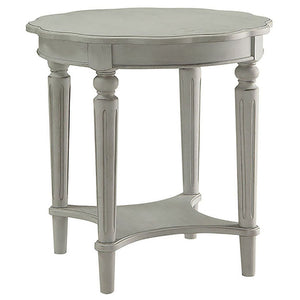 English Elm Antique Slate End Table With Open Shelf - French-Inspired Elegance For Living Rooms & Bedrooms B062P189202
