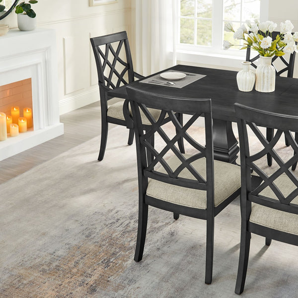 English Elm Wooden Frame Upholstered Dining Chairs Set Of 2 - Retro Mid-Century Style For Kitchen & Living Room W2582P205386-GIGA