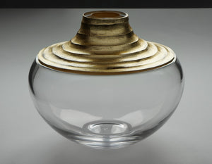 Homeroots 10" Clear And Gold Lead-free Crystal Vase – Modern Elegance For Your Home Décor And Floral Displays  Lead Free Crystal 569125