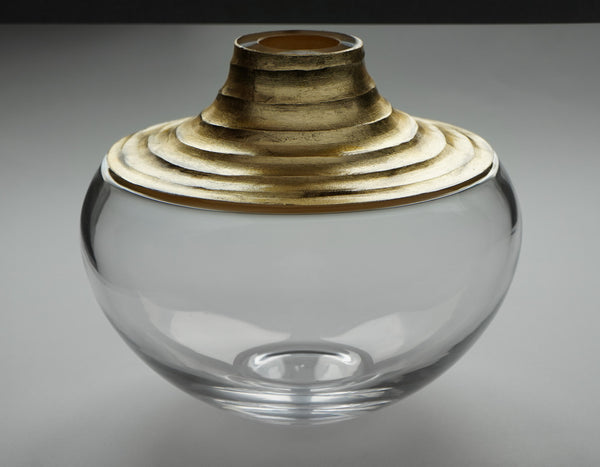 Homeroots 10" Clear And Gold Lead-free Crystal Vase – Modern Elegance For Your Home Décor And Floral Displays  Lead Free Crystal 569125