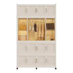 English Elm Portable Modular Wardrobe Closet With Magnetic Doors, 17 Cubes & Hanging Rod - Ideal For Kids & Dorms! W2699P327122-GIGA