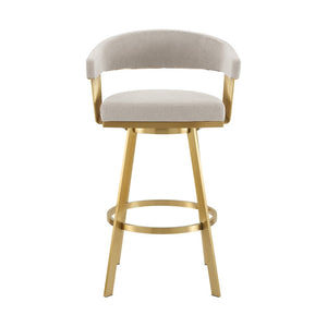 HomeRoots 26" Stylish Taupe & Gold Swivel Bar Chair - Modern Low Back Counter Stool for Kitchen & Dining 569146