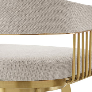 HomeRoots 26" Stylish Taupe & Gold Swivel Bar Chair - Modern Low Back Counter Stool for Kitchen & Dining 569146