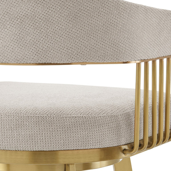 HomeRoots 26" Stylish Taupe & Gold Swivel Bar Chair - Modern Low Back Counter Stool for Kitchen & Dining 569146