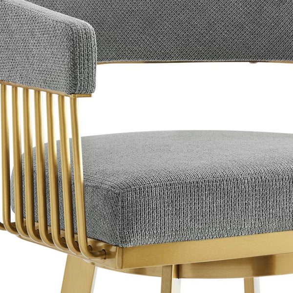 HomeRoots 26" Gray and Gold Low Back Swivel Bar Chair - Modern Glamour Meets Comfort for Home Bars & Kitchens 569148
