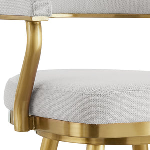 Homeroots 26" Silver And Gold Fabric And Stainless Steel Counter Height Swivel Bar Chair   569156