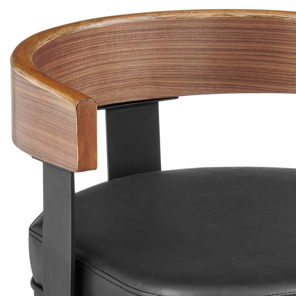 HomeRoots 26" Black Faux Leather Swivel Bar Chair with Iron Frame - Stylish Comfort for Kitchen & Dining Spaces 569164