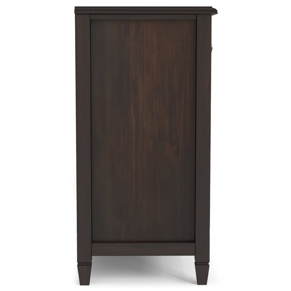English Elm Connaught Solid Wood Buffet Sideboard with Glass Doors and Six Drawers for Dining B136P439004