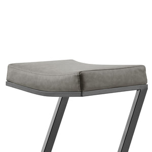 HomeRoots 26" Gray Faux Leather Backless Counter Stool with Black Iron Frame for Modern Industrial Style 569178