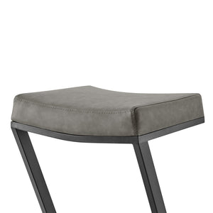 HomeRoots 26" Gray Faux Leather Backless Counter Stool with Black Iron Frame for Modern Industrial Style 569178