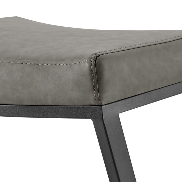 HomeRoots 26" Gray Faux Leather Backless Counter Stool with Black Iron Frame for Modern Industrial Style 569178