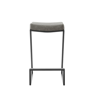 Homeroots 30" Gray And Black Faux Leather And Iron Backless Bar Height Bar Chair   569179