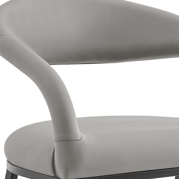 Homeroots 26" Light Gray And Black Faux Leather And Iron Low Back Counter Height Bar Chair   569184