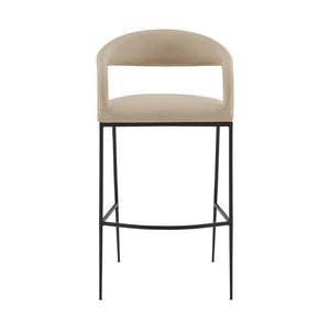 HomeRoots 26" Beige and Black Faux Leather Bar Chair with Ergonomic Design for Modern Kitchen Comfort 569186