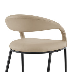 HomeRoots 26" Beige and Black Faux Leather Bar Chair with Ergonomic Design for Modern Kitchen Comfort 569186