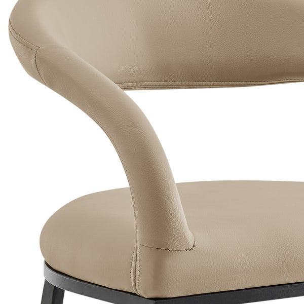 HomeRoots 26" Beige and Black Faux Leather Bar Chair with Ergonomic Design for Modern Kitchen Comfort 569186
