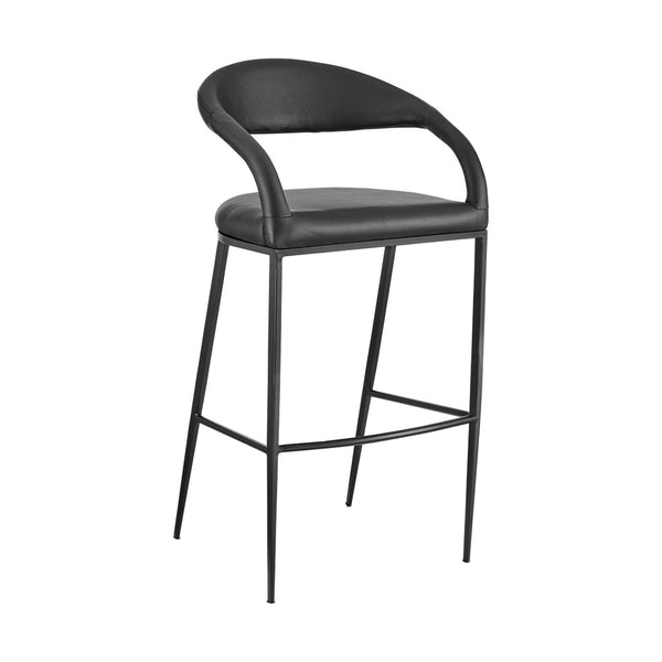 HomeRoots 26" Black Faux Leather Counter Height Bar Chair with Industrial Iron Frame for Modern Spaces 569188