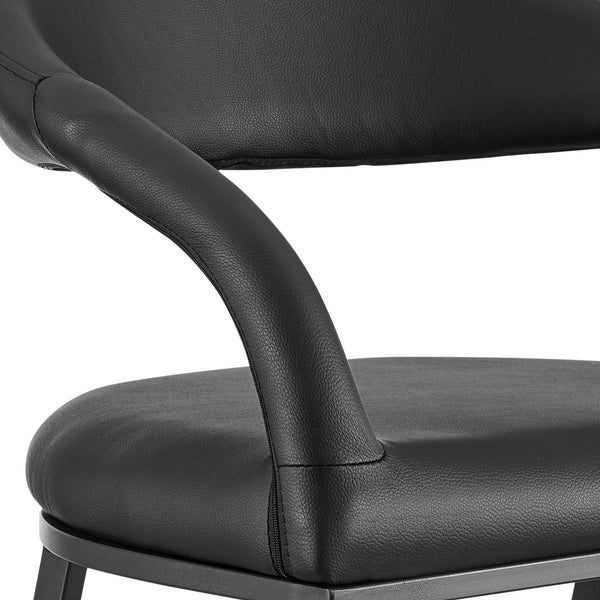 Homeroots 30" Black Faux Leather And Iron Low Back Bar Height Bar Chair   569189