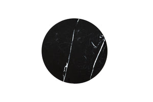 Homeroots 20" Silver And Black Faux Marble And Glass Round Mirrored End Table   569207