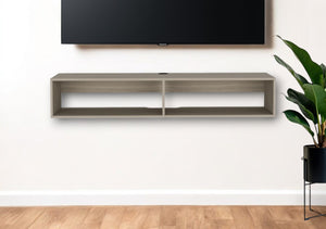 HomeRoots 59" Beige Floating TV Stand - Sleek Wall-Mounted Console with Storage, Cable Management, Versatile Design 569211