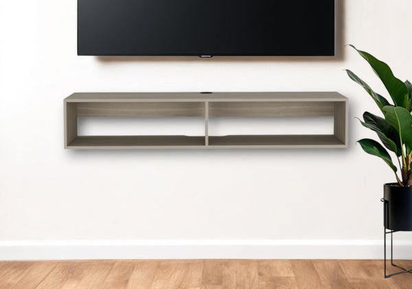 HomeRoots 59" Beige Floating TV Stand - Sleek Wall-Mounted Console with Storage, Cable Management, Versatile Design 569211