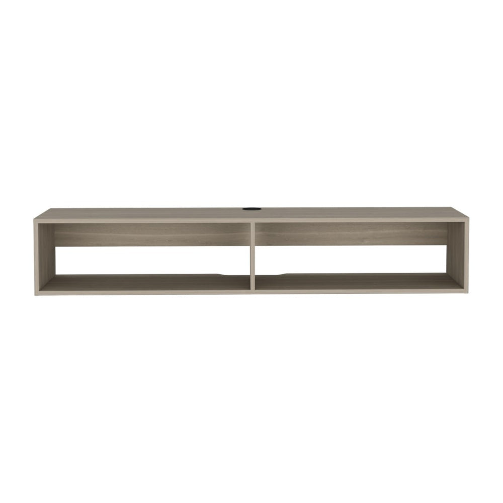 HomeRoots 59" Beige Floating TV Stand - Sleek Wall-Mounted Console with Storage, Cable Management, Versatile Design 569211