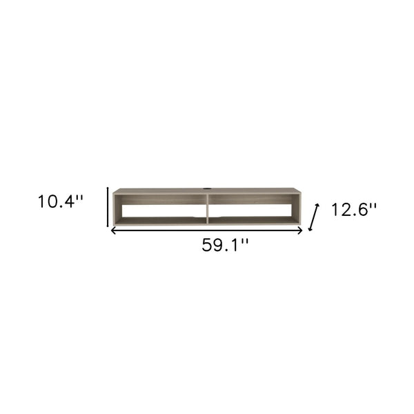 HomeRoots 59" Beige Floating TV Stand - Sleek Wall-Mounted Console with Storage, Cable Management, Versatile Design 569211