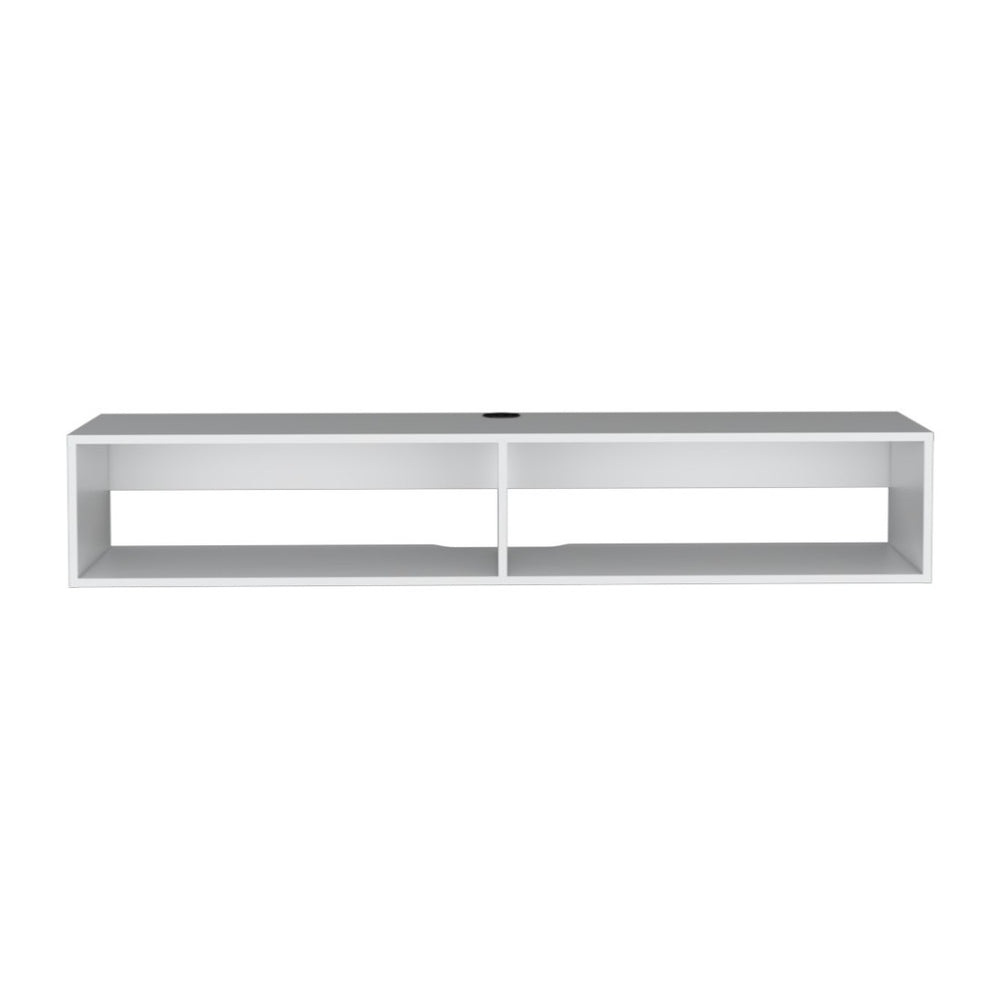 HomeRoots 59" White Floating TV Stand - Modern Wall-Mounted Storage for Minimalist Living Rooms & Offices 569212