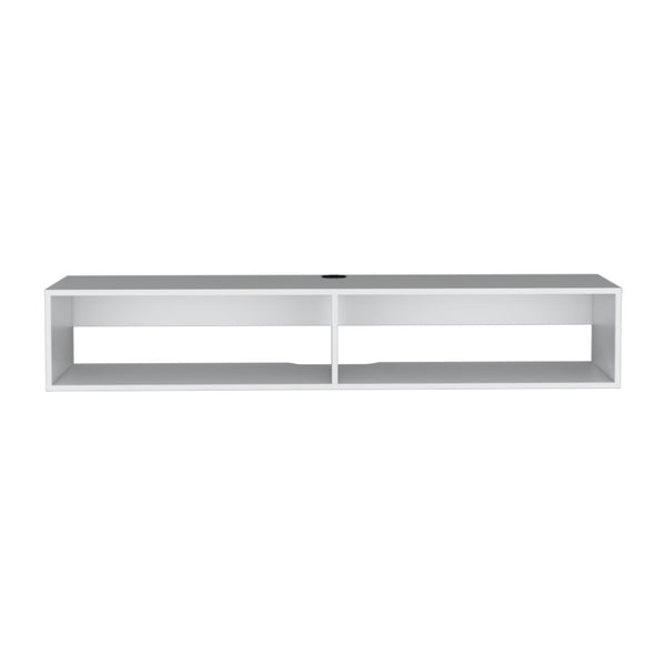 HomeRoots 59" White Floating TV Stand - Modern Wall-Mounted Storage for Minimalist Living Rooms & Offices 569212