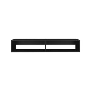 HomeRoots 59" Black Floating Mount TV Stand - Modern Wall-Mounted Design with Open Storage & Cable Management 569213