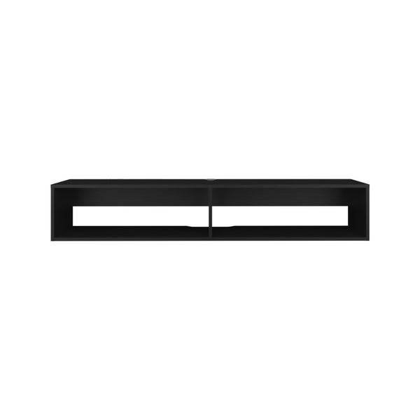 HomeRoots 59" Black Floating Mount TV Stand - Modern Wall-Mounted Design with Open Storage & Cable Management 569213