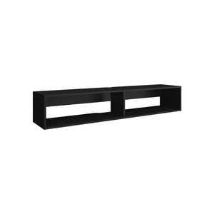 HomeRoots 59" Black Floating Mount TV Stand - Modern Wall-Mounted Design with Open Storage & Cable Management 569213