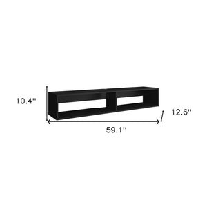 HomeRoots 59" Black Floating Mount TV Stand - Modern Wall-Mounted Design with Open Storage & Cable Management 569213
