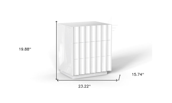 Homeroots 20" Black Three Drawer Ribbed Texture Wood Lighted Nightstand With Storage   569254