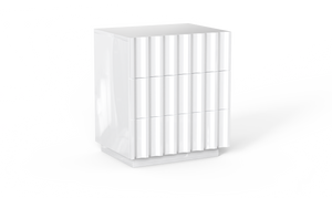 Homeroots 20" Black Three Drawer Ribbed Texture Wood Lighted Nightstand With Storage   569254