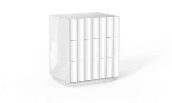 Homeroots 20" Black Three Drawer Ribbed Texture Wood Lighted Nightstand With Storage   569254