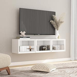 Homeroots 13" White Wood And Mirrored Glass One Drawer Floating Nightstand   569256