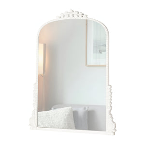 Homeroots 32" White Arch Baroque Framed Accent Mirror  Mirror 569261