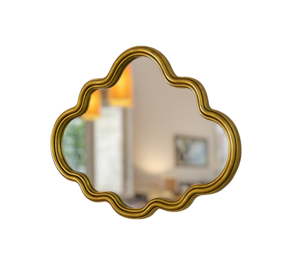 Homeroots 30" Gold Scalloped Metal Framed Accent Mirror  Mirror 569262
