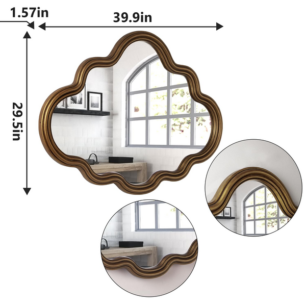 Homeroots 30" Gold Scalloped Metal Framed Accent Mirror  Mirror 569262