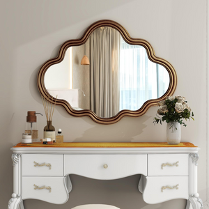 Homeroots 30" Gold Scalloped Metal Framed Accent Mirror  Mirror 569262
